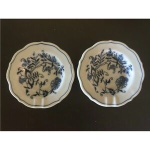 Blue Danube Small Ashtrays 3 3/4" Ribbon‎ Banner Backstamp Set of 2 Japan EC